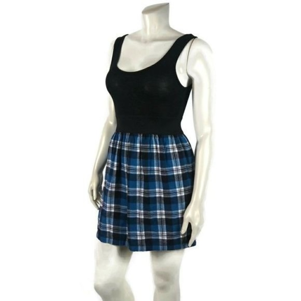 Max Rave Medium Black Plaid Basic Sleeveless Dress - image 3